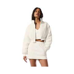 Alo Women's Polar Fleece Cropped Wintry Mix Jacket - Ivory