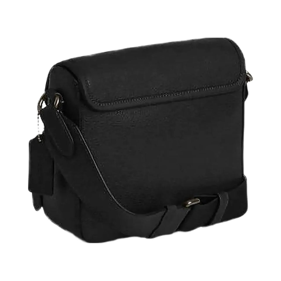 Coach Sullivan Flap Crossbody Bag Pebbled Leather-Gunmetal-Black