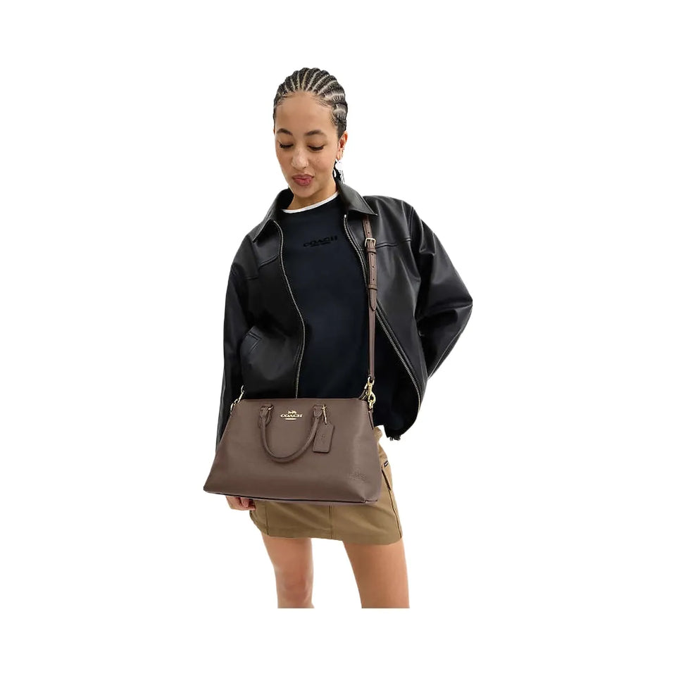 Coach Georgia Satchel Bag Pebbled Leather-Gold-Dark Stone
