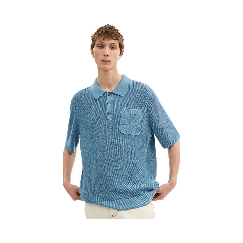 Coach Knit Polo Washed Blue