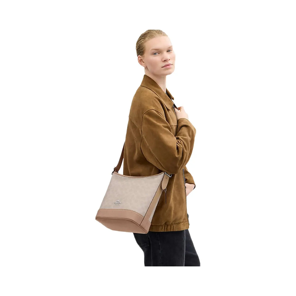 Coach Jude Duffle Bag In Signature Canvas Signature Canvas-Silver-Sand-Taupe