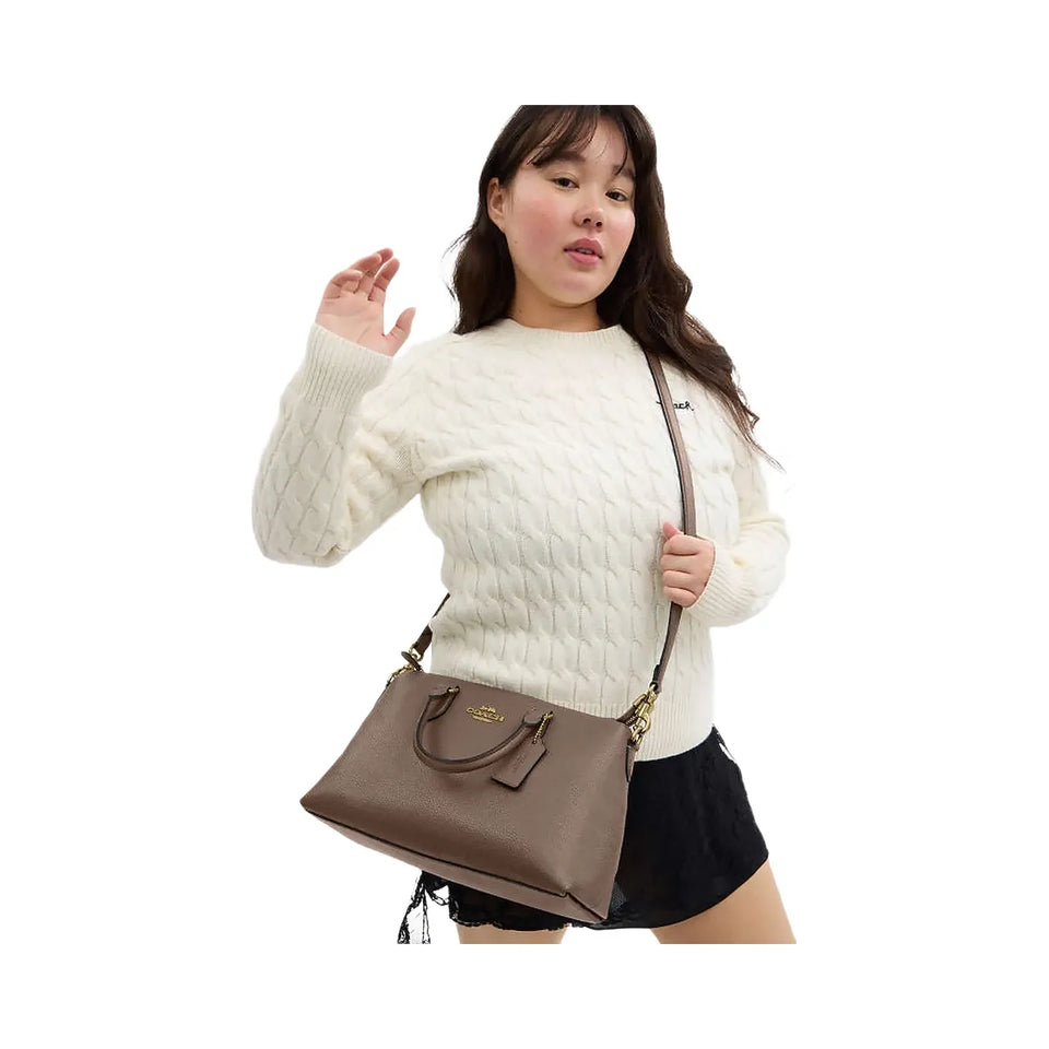 Coach Georgia Satchel Bag Pebbled Leather-Gold-Dark Stone