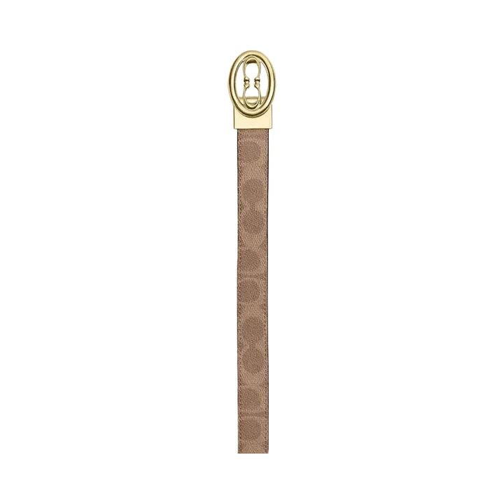 Coach Signature Buckle Cut To Size Belt, 25 Mm Signature Canvas-Gold-Tan-Brown