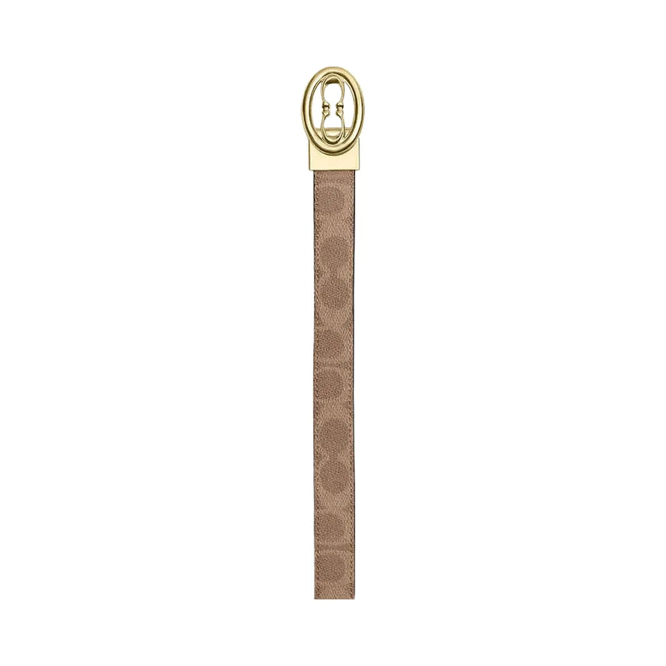 Coach Signature Buckle Cut To Size Belt, 25 Mm Signature Canvas-Gold-Tan-Brown