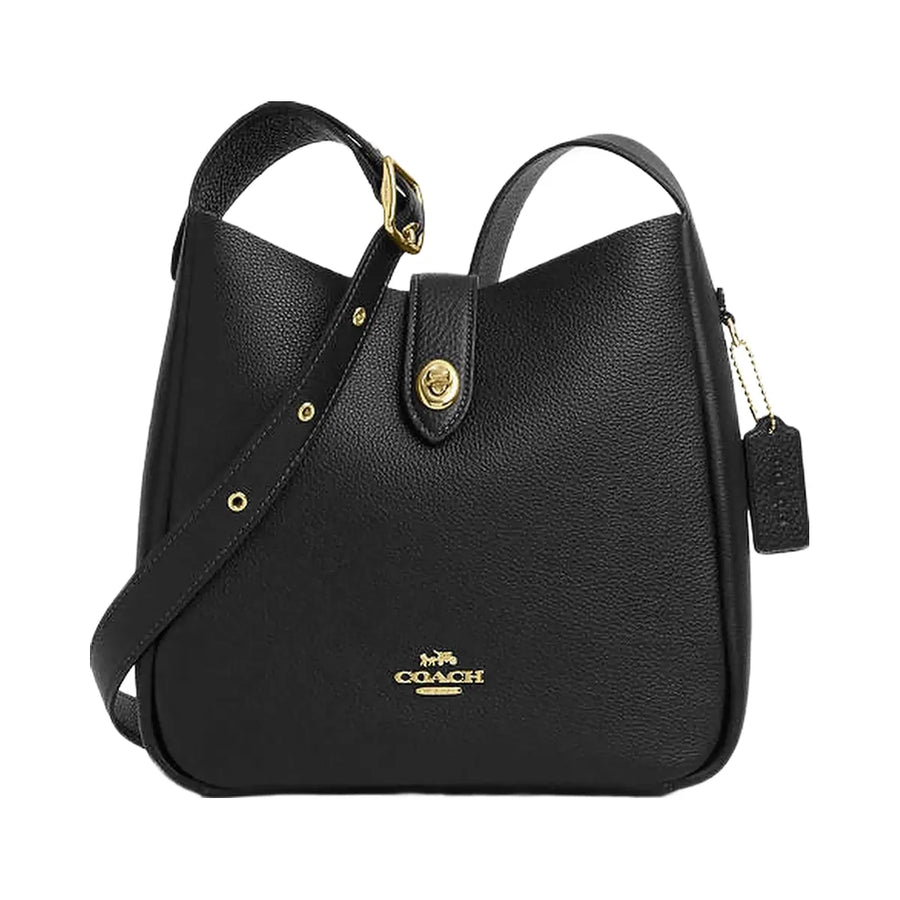 Coach Hadley Convertible Crossbody Bag Pebbled Leather-Gold-Black