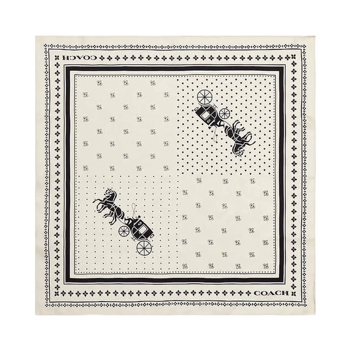 Coach Horse And Carriage Dot Print Silk Bandana Chalk & Black