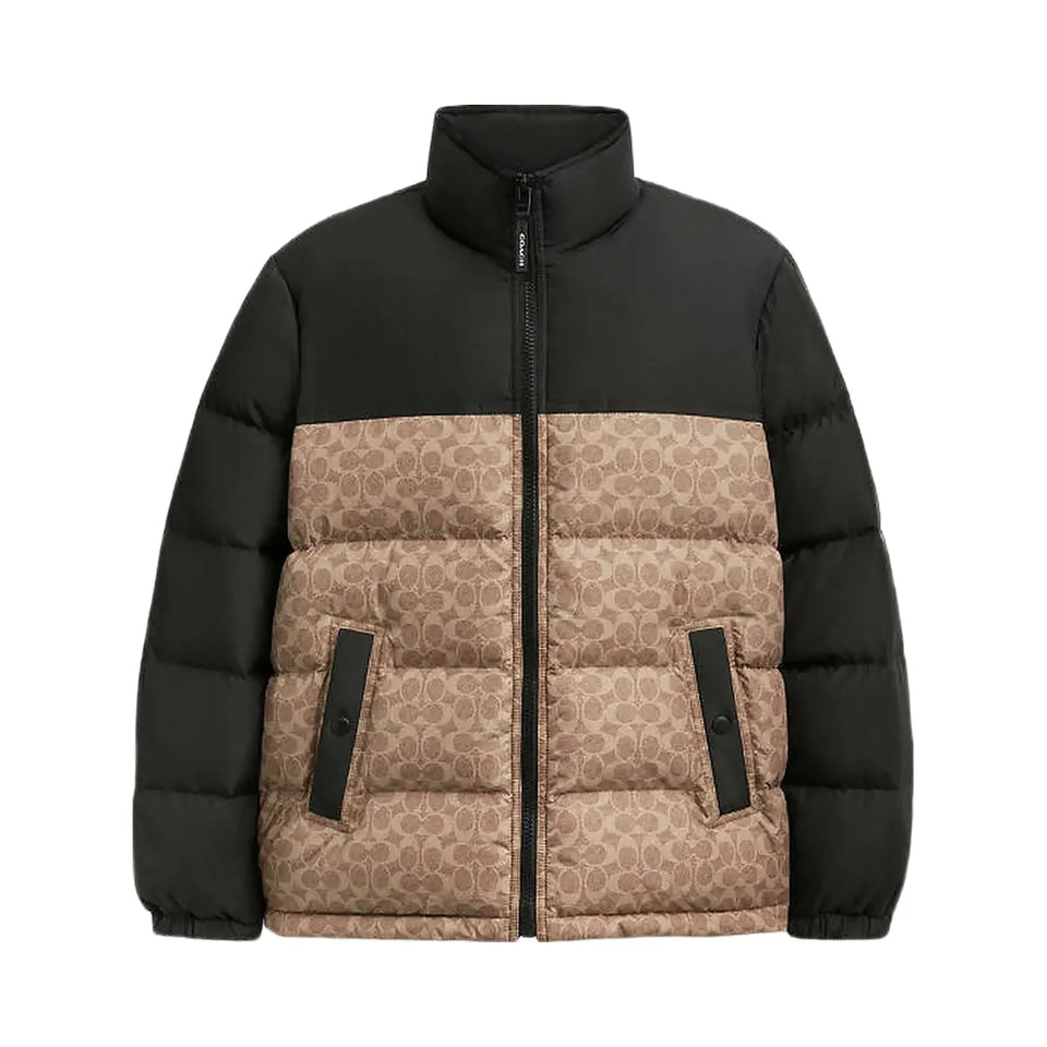 Coach Signature Down Jacket In Recycled Polyester Tan Signature
