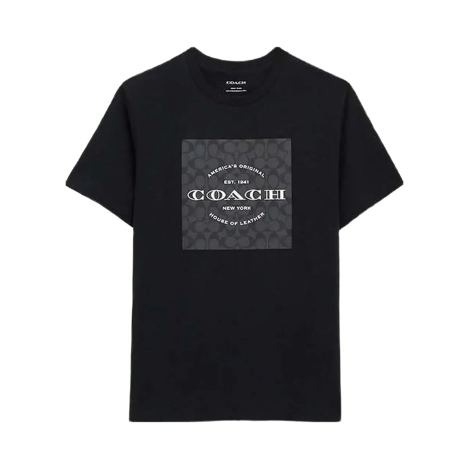 Coach Signature Square T-Shirt In Organic Cotton Black