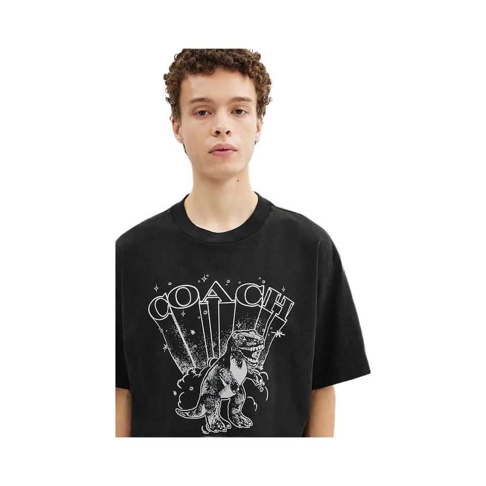 Coach T Rex Relaxed T-Shirt In Organic Cotton Washed Black