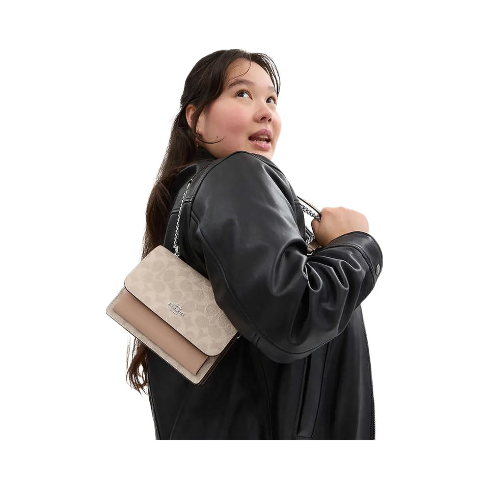 Coach Mini Klare Crossbody Bag In Signature Canvas Signature Canvas-Silver-Sand-Taupe