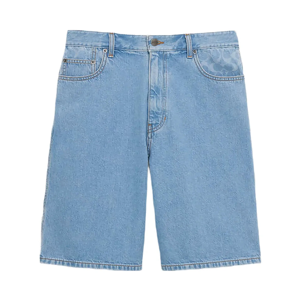 Coach Signature Denim Shorts Light Wash