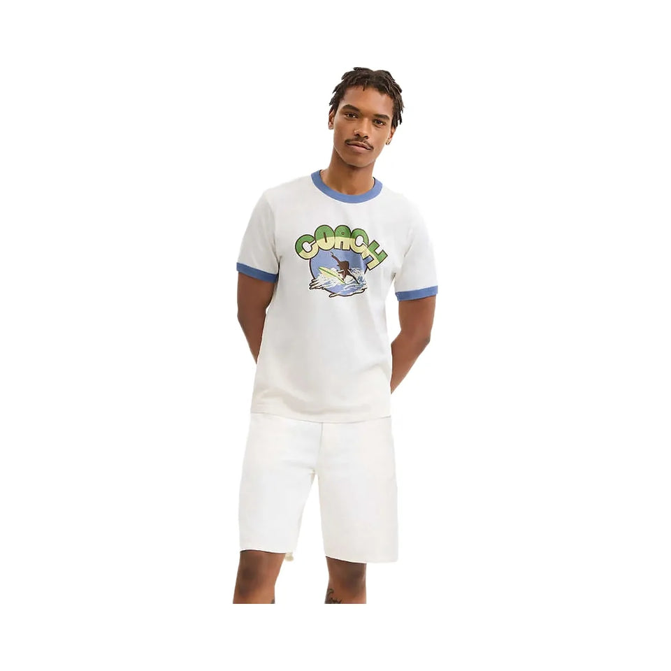 Coach Surf Graphic T-Shirt In Organic Cotton White