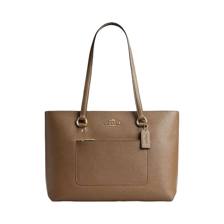Coach Station Tote Bag Crossgrain Leather-Gold-Dark Stone