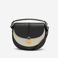 DeMellier The Siena Saddle salt & pepper canvas black small grain