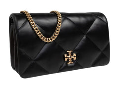 Tory Burch Kira Diamond Quilt Chain Wallet Black