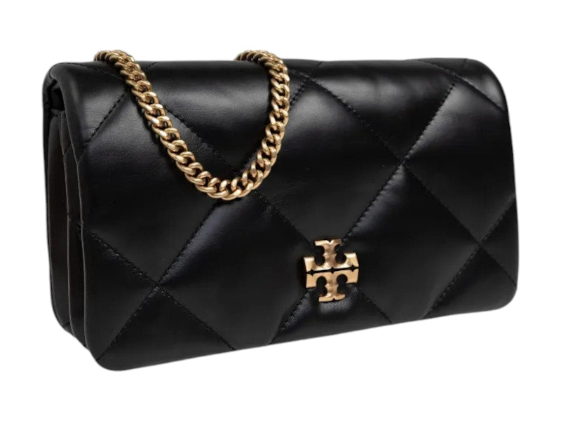 Tory Burch Kira Diamond Quilt Chain Wallet Black