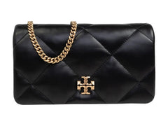 Tory Burch Kira Diamond Quilt Chain Wallet Black