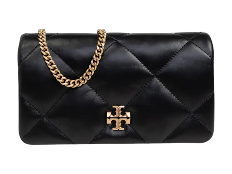 Tory Burch Kira Diamond Quilt Chain Wallet Black