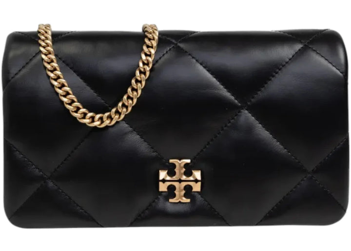 Tory Burch Kira Diamond Quilt Chain Wallet Black