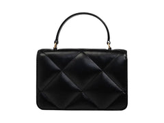 Tory Burch Kira Diamond Quilt Mini Top Handle Chain Wallet Black