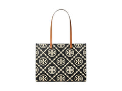 Tory Burch T Monogram Contrast Embossed Tote Black/White