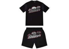 Trapstar Shooters Hoodie Shorts Set Black/Red