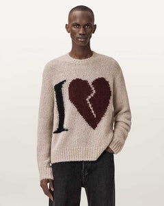 Allsaints Lover Knitted Oversized Sweater Pebble Brown