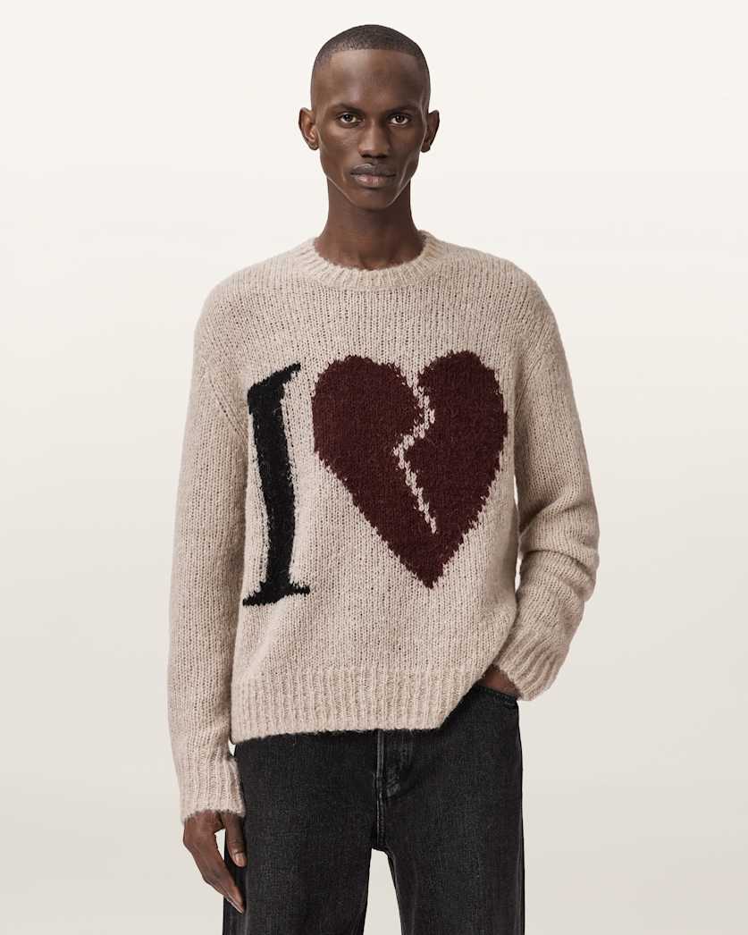 Allsaints Lover Knitted Oversized Sweater Pebble Brown