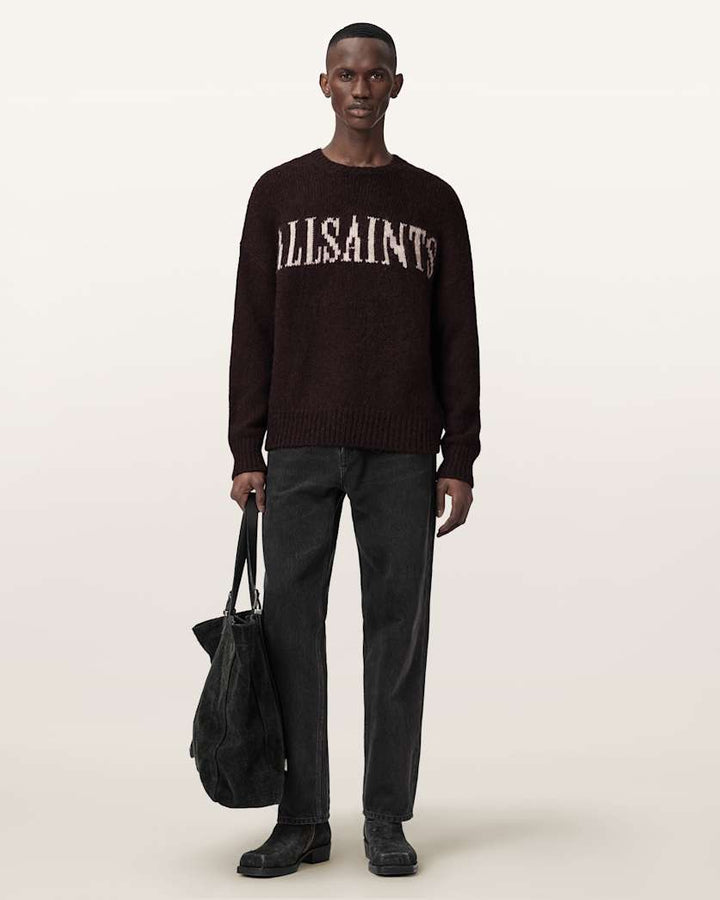 AllSaints Stokes Oversized Boxy Sweater Brown/Ecru White