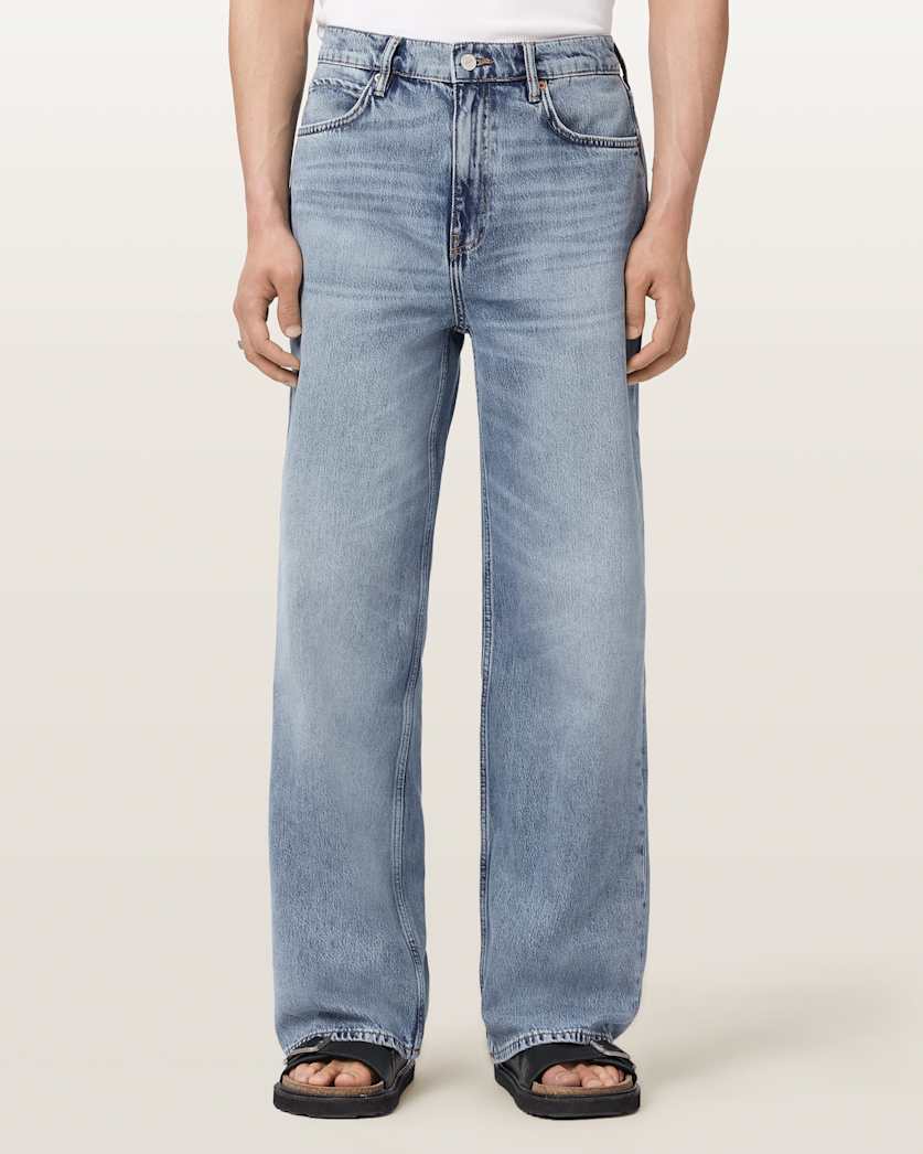 AllSaints Lenny Wide Leg Denim Jeans Light Indigo