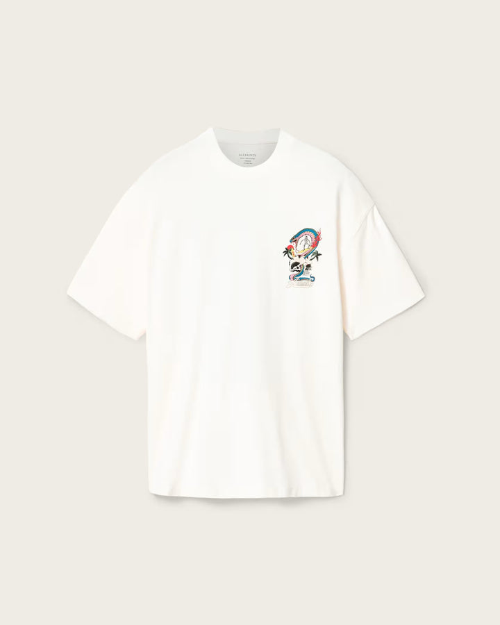 ALL SAINTS Snakepit Oversized Short Sleeve Graphic Chalk White T-Shirt