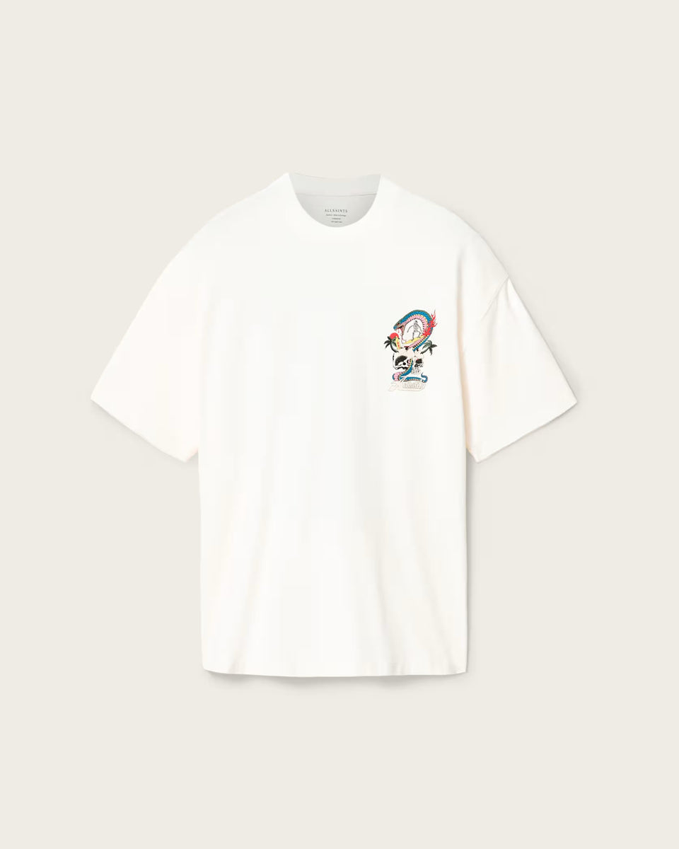 ALL SAINTS Snakepit Oversized Short Sleeve Graphic Chalk White T-Shirt