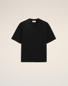 Black Cotton Embossed Ami De Coeur T-Shirt