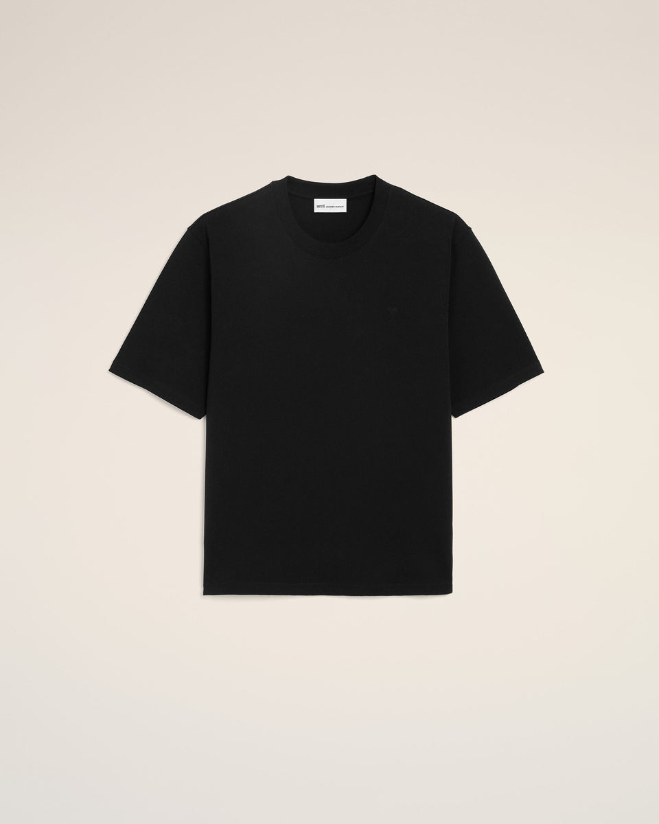 Black Cotton Embossed Ami De Coeur T-Shirt