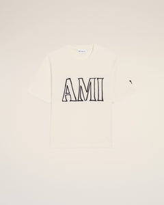 White Cotton Ami Paris Print T-Shirt