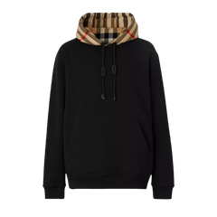 Burberry Check Hood Cotton Hoodie Black