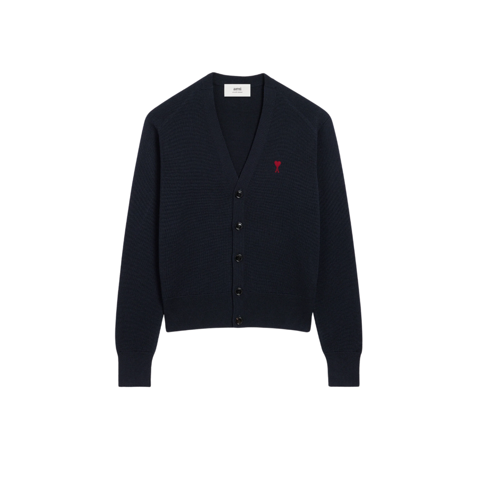 Blue Wool Ami De Coeur Cardigan Cardigan in merino wool knit