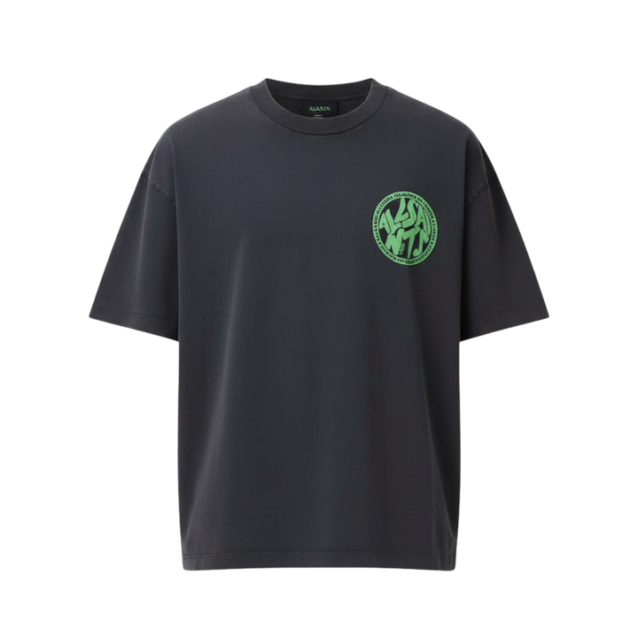 ALL SAINTS Distortion Brand Print Regular Fit Crew-Neck T-Shirt (washed-black)
