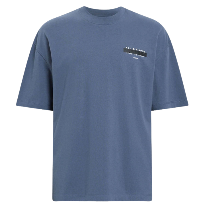 All Saints Blue Redact Shorts Sleeve T-Shirt