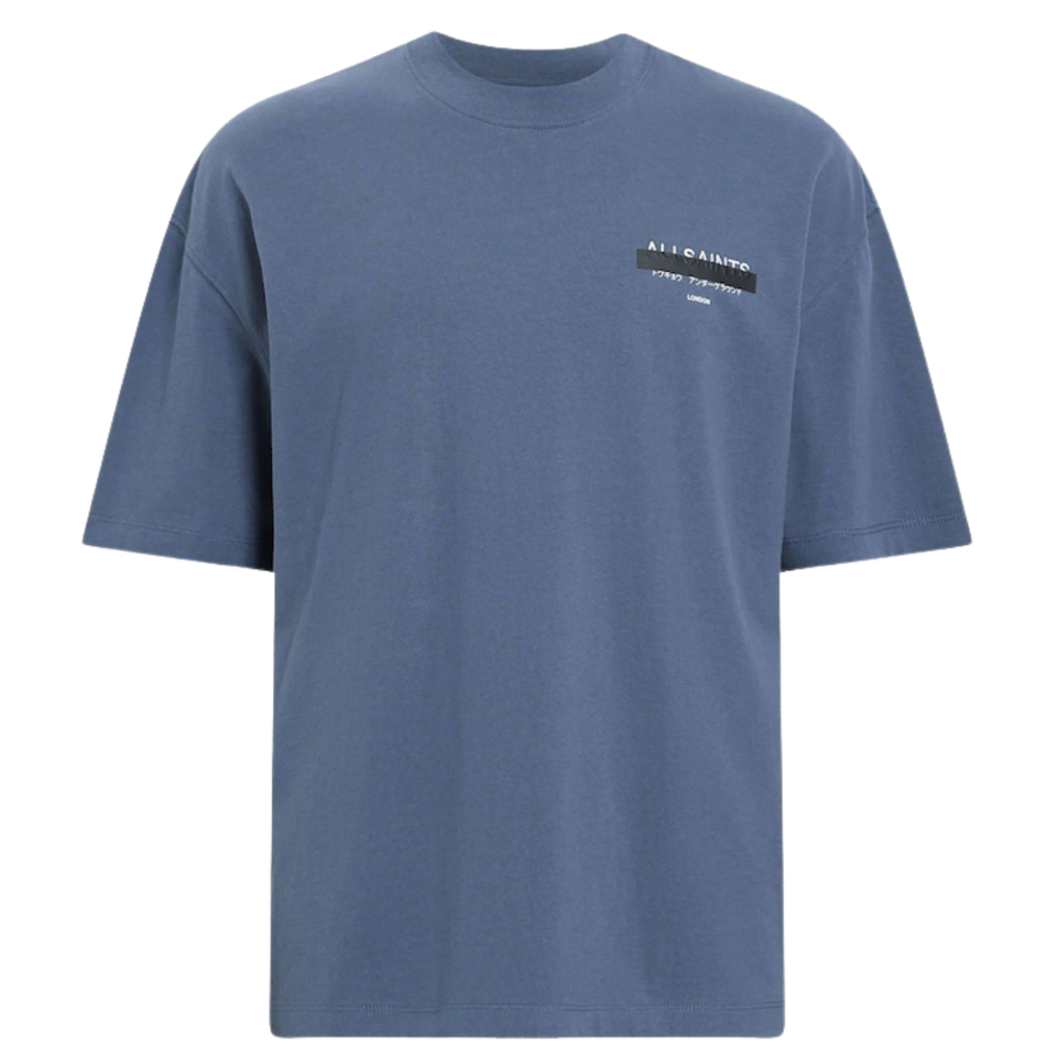 All Saints Blue Redact Shorts Sleeve T-Shirt