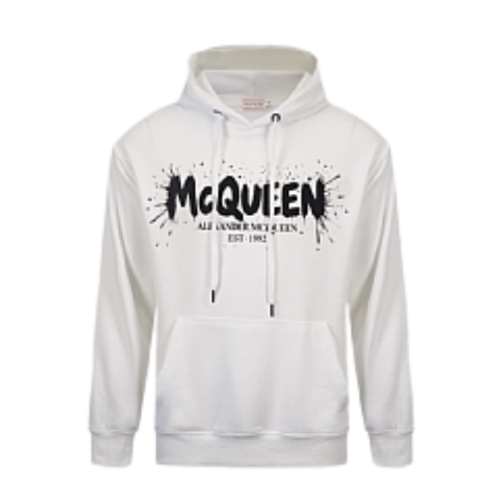 Alexander McQueen White Hoodie with Watercolor Graffiti print