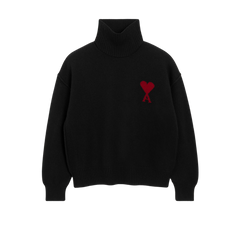 AMI PARIS De Coeur Regular Fit Funnel Neck Sweater