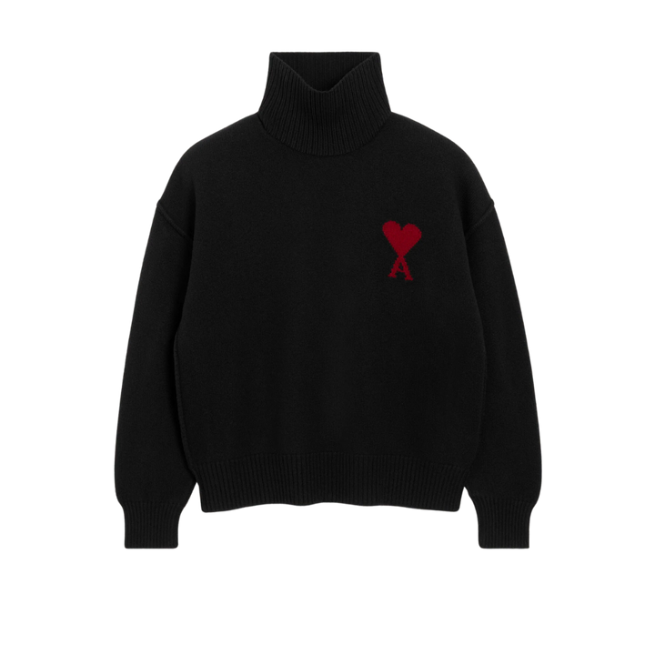 AMI PARIS De Coeur Regular Fit Funnel Neck Sweater