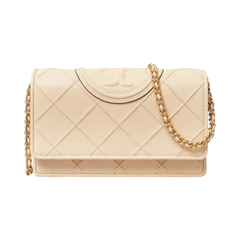 Tory Burch Fleming Chain Wallet New Cream