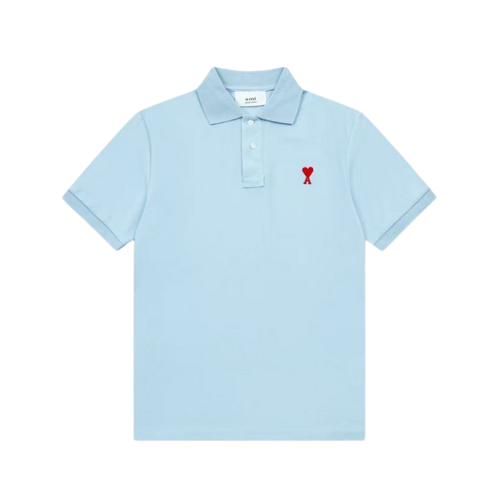 Ami De Coeur polo shirt in sky blue organic cotton piqué