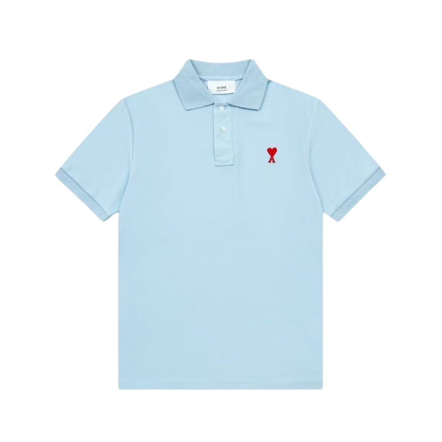 Ami De Coeur polo shirt in sky blue organic cotton piqué
