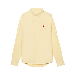 AMI Paris Ami De Coeur Button Down Cotton Shirt Yellow