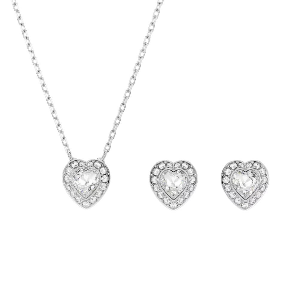 Swarovski® Ss25 Capsule Women's Base Metal Set: Necklace + Earrings - Silver 5720849
