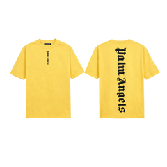 Palm Angels Yellow T-Shirt Featuring A Large Black Gothic Font Logo [Sourcex Exclusive]