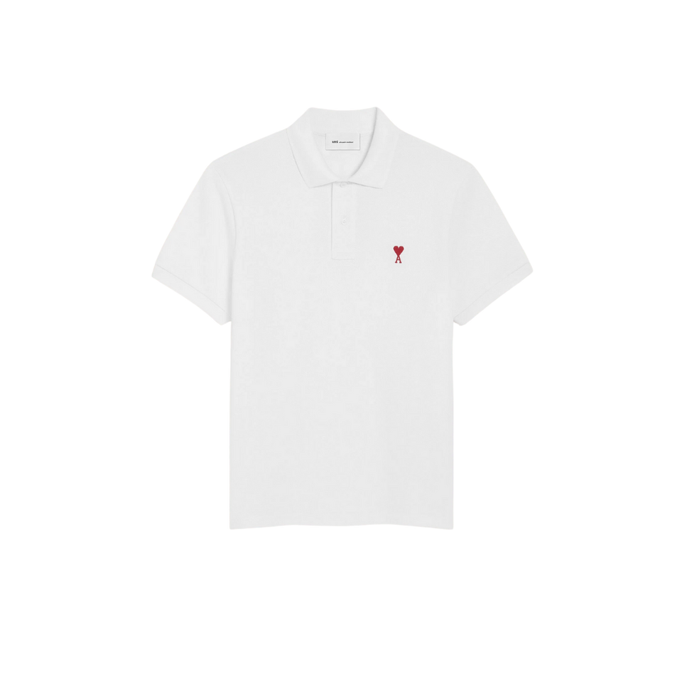 White Cotton Ami de Coeur Polo Shirt Ami de Coeur polo shirt in organic cotton pique